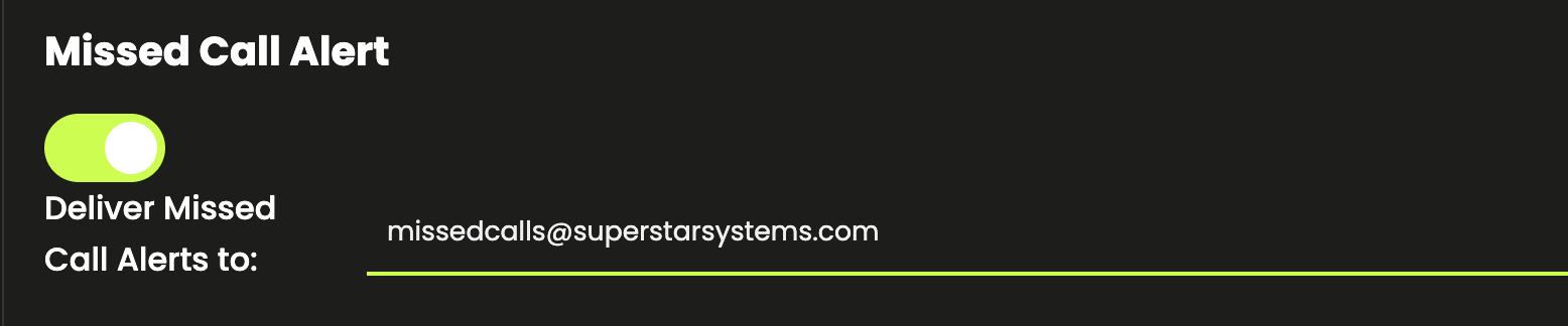Screenshot of Missed Call Alert feature in CallPlatform
